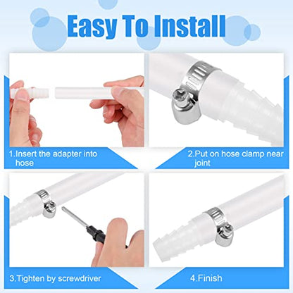 Treela 10 Set Plastic Hose Barb Fitting 3/8" x 3/8" Pipe Connectors Barbed Splicer Mender Joint Adapter Union with 20 Pcs Hose Clamps for Household Adapters Fuel Gas Liquid Air Repair