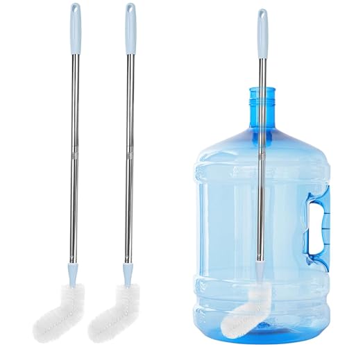 2-Pack 28’ Long Bottle Brush, 3 and 5 Gallon Bottle Cleaning Brush, Water Bottle Brush with Bendable Replacement Brush Head, Nylon Bristles and Stainless Steel Handle Bucket Cleaning Brush