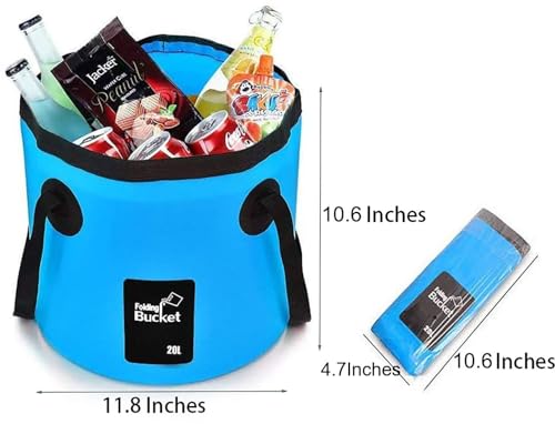 BANCHELLE Collapsible Bucket Water Container Portable Folding Camp Wash Basin for Outdoor Traveling Hiking Fishing Car Washing Gardening Camping (Blue, 20L)