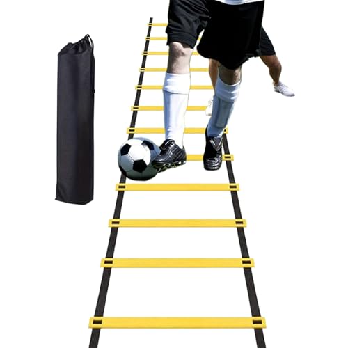 Footwork Ladder Portable 12 Rung Speed Training Equipment | 19.6ft Workout Ladder with Carry Bag for Football Basketball Baseball Tennis Volleyball Boxing Gym Outdoor Workout Fitness