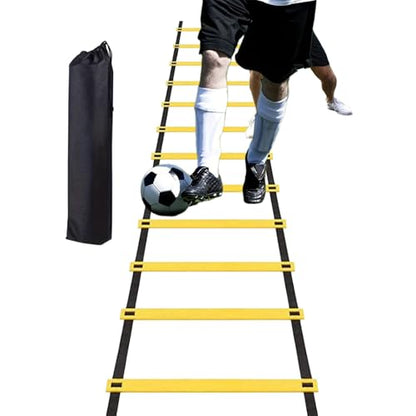 Footwork Ladder Portable 12 Rung Speed Training Equipment | 19.6ft Workout Ladder with Carry Bag for Football Basketball Baseball Tennis Volleyball Boxing Gym Outdoor Workout Fitness