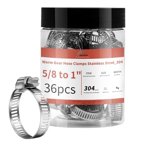 36 Pack 5/8"-1" Worm Gear Hose Clamps, Adjustable Range 16-25mm, 304 Hose Clamps Stainless Steel, for Pipe Plumbing Automotive And Mechanical Application - size: 36 Pack 5/8'' - 1'', style: 36 Pack