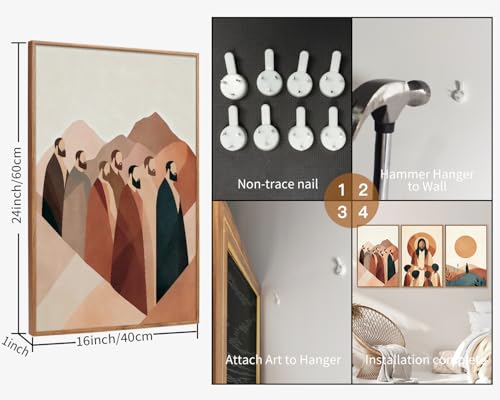 KYLESONLIE Large Jesus and Disciples Framed Canvas Wall Art Set, Boho Christian Bible Posters Wall Decor, Minimalist Religious Faith Art Paintings for Living Room Bedroom Dining Room Church 16"x24"x3