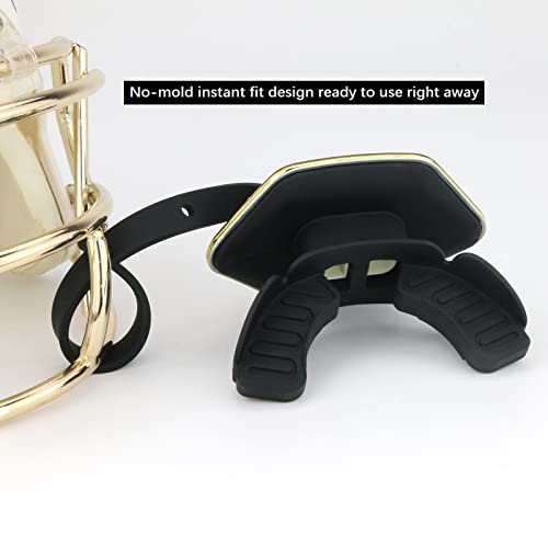 Football Mouth Guard Double Braces Mouth Guard Upper and Lower Teeth Protection Mouth Guard No Boil-Instant Fit for Youth and Adults(Yellow) - color: Yellow