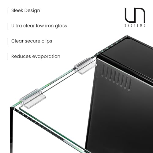 Ultum Nature Systems Tank Lids - Ultra Clear Frameless Aquarium Cover for Rimless Glass Tanks - 45A Dual AIO (Lid + Clips)