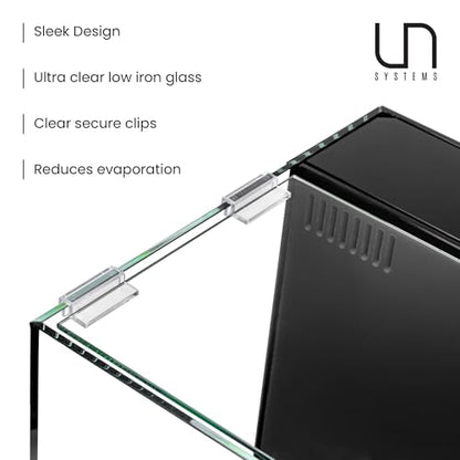Ultum Nature Systems Tank Lids - Ultra Clear Frameless Aquarium Cover for Rimless Glass Tanks - 45A Dual AIO (Lid + Clips)
