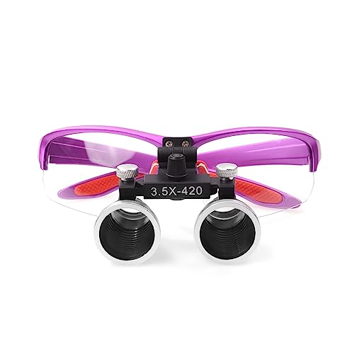 3.5x420MM Angle Adjustable Binocular Loupes Magnifier Glasses Loupes with Cloth Case (Purple) - color: Purple