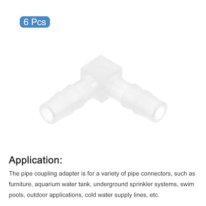 uxcell 1/4" 90 Degree Elbow Hose Barb, 6pcs L-Shaped Aquarium Air Valve Connector Tubing for Fish Tank Pond Air Line - size: 0.25 Inch