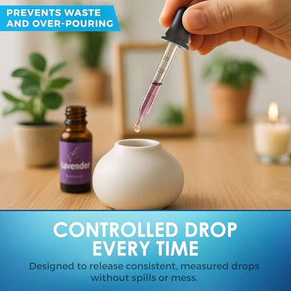 MEDca Eye Dropper - (Pack of 2) Bent & Straight Tip Calibrated Glass Medicine Droppers for Medications or Essential Oils Dropper for Accurate Easy Dose and Measurement (1 mL Capacity)