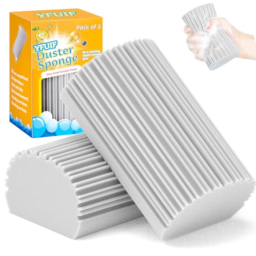 2-Pack Damp Duster Sponge for Clean, Magic Sponge Eraser Baseboard Cleaner Tool, Dusters for Cleaning Blinds, Glass, Vents, Railings, Mirrors,Window Track Grooves and Faucets - color: Gray, size: 2PC
