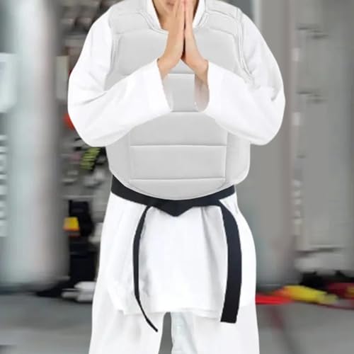Nyutcwe Karate Chest Guard for Kids, Polyester Adjustable Body Protector for Training 130-150cm, White