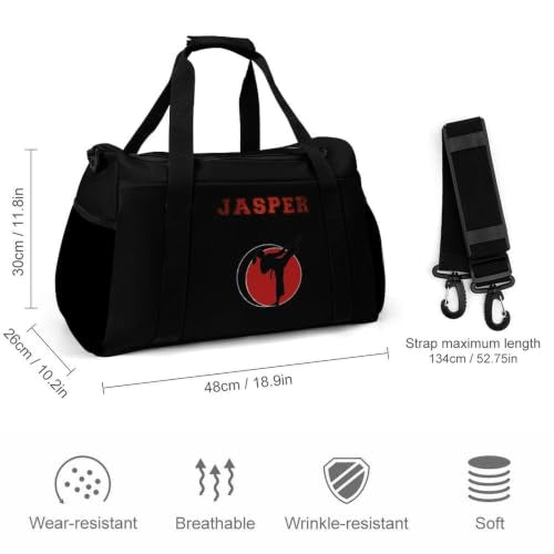 Custom Name Taekwondo Karate Duffle Bag for kids Boy Girls,Personalized Martial Arts Gear Bag,Water-Resistant Sparring Equipment Black - color: Taekwondo Karate-08