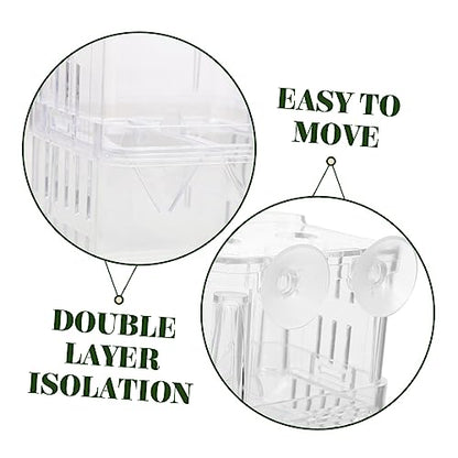 Kisangel 4pcs Fry Hatchery Incubator Small Fish Breeding Box Double-Layer Aquarium Isolation Container for Guppies and Betta