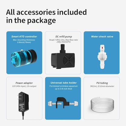FZONE ATO System for Saltwater Aquarium, Auto Top Off with Dual Optical Sensors for Reef and Freshwater Tanks（Blue) - color: Blue