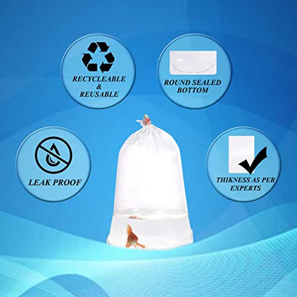 Fishery Bags 10 Inches Leak Proof Rounded Bottom Corners Clear Plastic Fish Bags for Marine and Tropical Fish Transport. (10" x 20" / 100 Pack / 2 Mil) - size: 10" x 20" / 100 Pack / 2 Mil