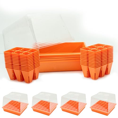 Bootstrap Farmer Countertop Seed Starter Kit in Orange, Reusable 1010 Tray Bundle with Inserts and Humidity Dome - color: Orange