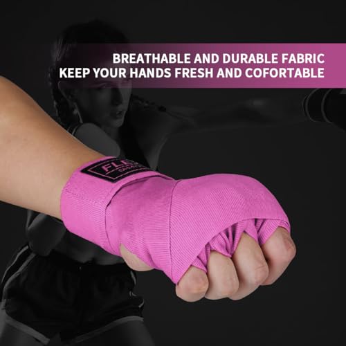 Flex Boxing Hand Wraps - 236 Inch/6M Extra Long for Premium Protection and Ultimate Performance - color: Pink