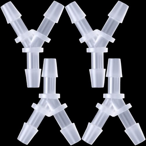 4 Pcs Plastic Hose Splitter, Y Shaped 3 Way Plastic Tubing Joint Splicer for Oxygen Tubing Pipe Household Fuel Gas Liquid Air (1/8") - size: 1/8" (4 Pcs)