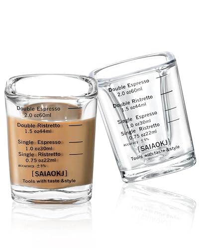 Shot Glasses Measuring Cup Set 2PACK Espresso Shot Glasses Liquid Heavy Glass 2oz/60ml (Black) - color: 2 Pack-ZBlack