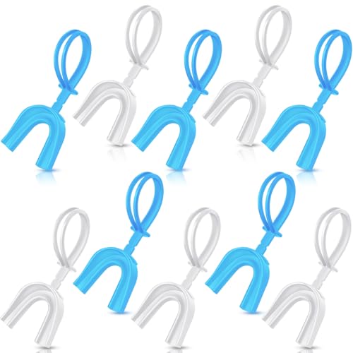 Dunzy 10 Pcs Football Mouth Guard with Strap - color: Blue and White, size: Adult