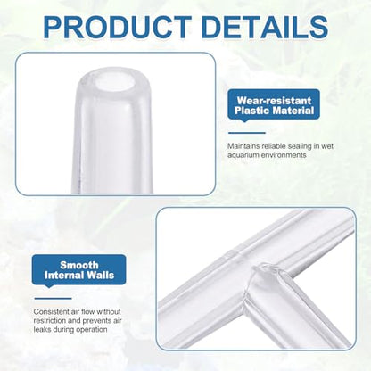Aquarium Air Valve Connector, Aquarium Air Pump Accessories T Connector Plastic Inline Tubing, (12 Pcs), Intended for Fish Tank Oxygenation System - style: T Connector