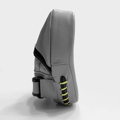 Geezers Boxing Big Precision Curved Coaching Pads,Premium Leather Material Hook and Jab Focus Mitts Pads, Men and Womens Coaching Aid for Hand Target Striking (Grey)