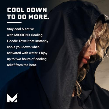 MISSION Cooling Hoodie Towel, Evaporative Cool Technology, Cools Instantly When Wet, UPF 50 Sun Protection, Contours Your Head to Stay in Place, Great for Sports, Fitness, Gym - color: White