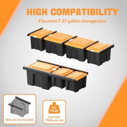 Overhead Garage Storage Rack, Heavy Duty Ceiling Storage Rack | 26 Inch Adjustable Ceiling Bin Storage System, 5 Sets for 4 Bins - style: For 4 Bins