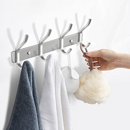 12 Inch Coat Rack Wall Mount with 4 Hooks, Silver Coat Hooks - color: Silver, size: 4 Hooks