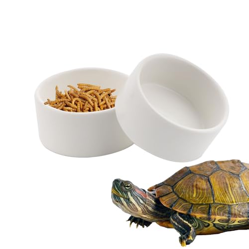 2 Pack Snake Small Water Bowl Reptile Food Dish Ceramic Feeder for Snake Lizard Gecko Frog Hermit Crab