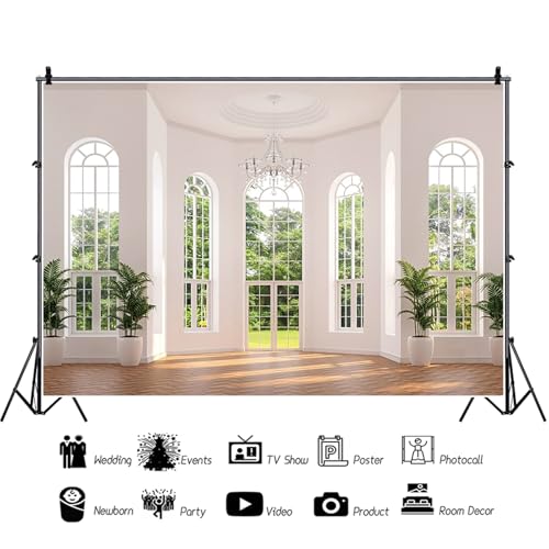 Fabric Windows Scenery Backdrop Interior Room Balcony Sunshine Living Room Photography Background Office Zoom Meeting Video Conference Backdrop Photo Studio Props 5x4ft - color: XH004, size: 5Wx4H FT