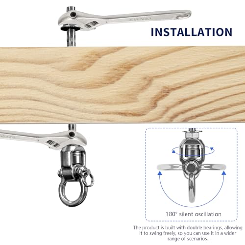 4 Heavy Duty Swing Hangers 360° Bearing Stainless Steel Swing Hooks 1000LBS Capacity Playground Sandbag Hammock Chair Porch Swing - size: 4 Pack 360°