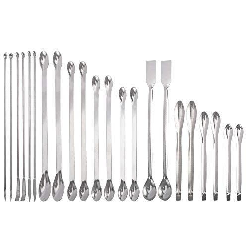 22 Pieces Steel Lab Spatula Micro Scoop Set Tiny Mixing Spatula Laboratory Sampling Spoon for Powders