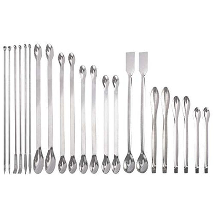 22 Pieces Steel Lab Spatula Micro Scoop Set Tiny Mixing Spatula Laboratory Sampling Spoon for Powders