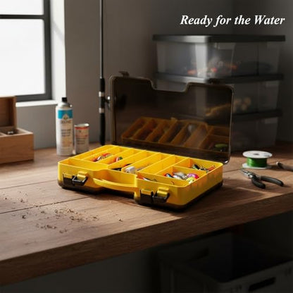 Portable Fishing Tackle Box with Handle, Durable PVC Storage Case for Lures and Hooks, 13 x 3.3 x 1.6 Inches - color: Yellow