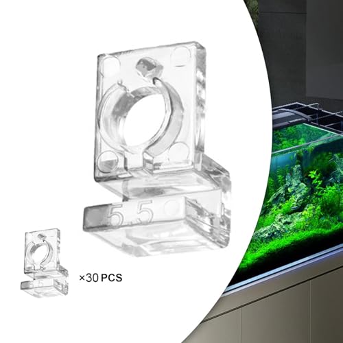 30x Aquarium Glass Cover Clips Clamps Inlet Outlet Pipe Holder Aquarium Lid Support Aquarium Accessories Hose Fastening Clips, for 5.5mm