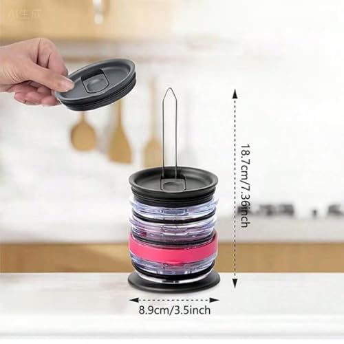 Vertical Cup Lid Organizer No Drill Kitchen Lid Storage Rack - 7.7" L x 3.5" W