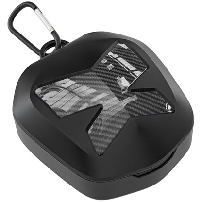 ARGOMAX Mouth Guard Case with Clip, Ventilated Hard Shell - color: Black+carbon Fiber Coating.