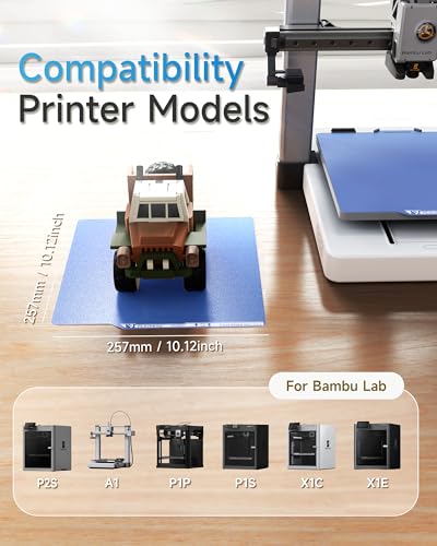 YOOPAI Cold Low Temperature Build Plate 257x257mm, Double Sided Room Temperature Print, Cold 3D Printer Bed Platforms with UltraTack Coating for Bambulab P2S/A1/X1C/P1P/P1S/X1E 3D Printers, Blue