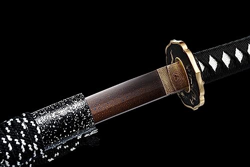 JIHPEN sword - Katana Sword with Scabbard - color: Black-Damascus