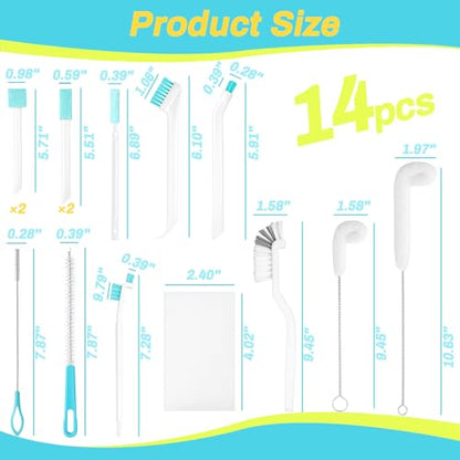 Ice Machine Cleaner Brush Sets, 14pcs Countertop Ice Maker Cleaner Tools, Gap Crevice Cleaning Brushes Tools Small Spaces, Scrub Sponge, Thin Brush for Cleaning Window Track, Straw, Bottle