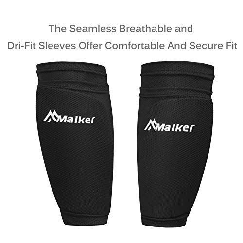 Malker Soccer Shin Guards for Kids Youth Adults Shin Guards Pads with Sleeves, Lightweight and Compact, Protective Soccer Equipment - color: Yellow, size: Small