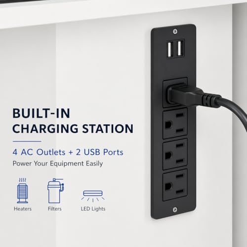 55-75 Gallon Aquarium Stand with 6-Outlet Charging Station (4AC+2USB), Heavy Duty Fish Tank Cabinet, 880 lbs Capacity, for Turtle Tank Reptile Terrarium, White - color: White, size: 47.64"L x 14.17"W x 28.7"H