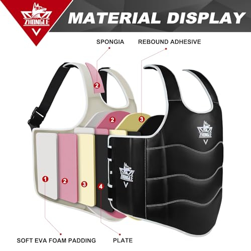 Boxing Chest Protector Adjustable MMA Taekwondo Muay Thai Chest Protector, Boxing Training Heavy fist, Adjustable Shield, Martial Arts Upper Abdomen Protective pad, Taekwondo - color: Black