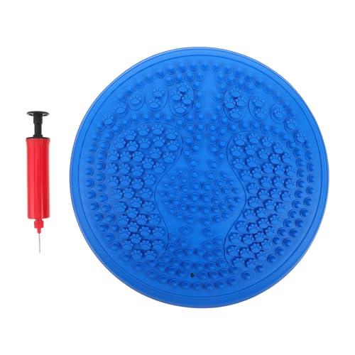 BESPORTBLE Round Inflatable Yoga Mat Balance Cushion Wobble Disc for Foot Massage Stability Training Sensory Wiggle For Women Men Exercise Workout Blue