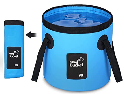 Esthesia Collapsible Bucket, 5 Gallon Portable Folding Water Container for Travelling, Camping, Hiking, Fishing, Gardening