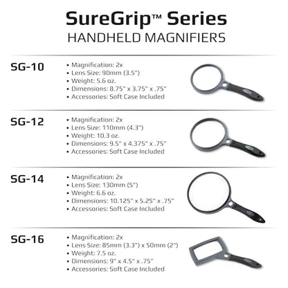 Carson® SureGrip 2x Acrylic Soft-Grip Magnifier with 11.5x Spot Lens (SG-12)