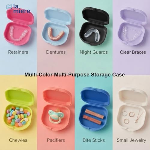LA MIERE Orthodontic Retainer Case Dental Mouthguard Container with Vent Holes, Denture Holder Box Clear Aligner Case Slim, Spring - color: Spring