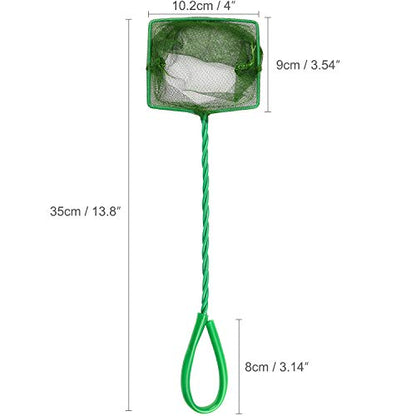 4 Pcs Aquarium Fish Net, 4 Inch Quick Catch Mesh Nylon Fishing Nets with Plastic Handle - Green