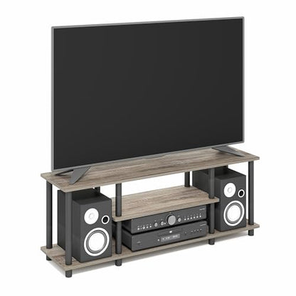 Furinno Turn-N-Tube No Tools 3D 3-Tier Entertainment TV Stand up to 50 inch TV, Round Tubes, French Oak Grey/Black